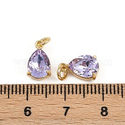 Подвески из латунного стекла в форме капли&nbsp;KK-L240-06G-01