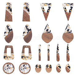 20шт 10 стиля подвески из непрозрачной смолы и орехового дерева&nbsp;RESI-TA0003-69