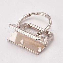 鉄のキーホルダー留め金のパーツ  リボン端部を有します  プラチナ  41mm&nbsp;IFIN-WH0018-01