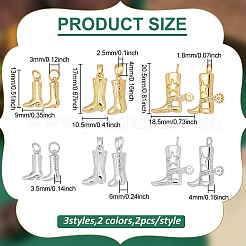 12 шт. 6 стиля латунные подвески с микропаве и кубическим цирконием&nbsp;KK-PH0013-88