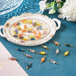 50 шт. 5-цветные гальванизированные стеклянные граненые прямоугольные соединительные подвески&nbsp;KK-TA0003-31