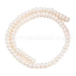 天然養殖淡水パールビーズ連売り  ロンデル  グレード3 A  フローラルホワイト  6~7mm  穴：0.2mm  約79個/連  13.98''（35.5センチメートル）&nbsp;PA-CBAFEE8-17G