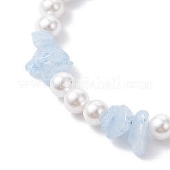 Браслеты из натуральных бусин аквамарина и стеклянного жемчуга&nbsp;BJEW-JB12318-02
