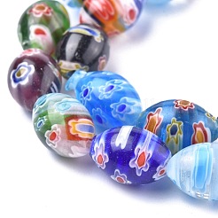 Fatti a mano ovale perle di vetro millefiori fili&nbsp;LK-R004-84