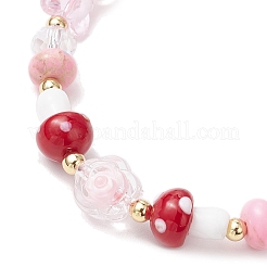 Цветочные акриловые бусины плетеные браслеты из бисера для женщин&nbsp;BJEW-MZ00192-01