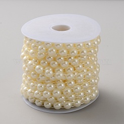 Chaînes à maillons demi-ronds en plastique ABS nacré&nbsp;CHAC-WH20001-01B