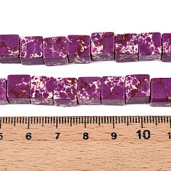 染色合成インペリアルジャスパービーズ連売り  キューブ  パープル  8~8.5x8~8.5x8~8.5mm  穴：1.2mm  約47~49個/連  15.35~15.79''（39~40.1センチメートル）&nbsp;G-T139-8x8-38A