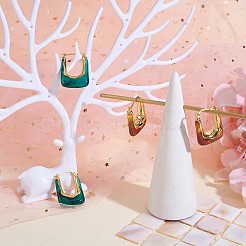 アクリル製の長方形の太いフープピアス  女性のためのミニマリストの金合金ジュエリーギフト  コーヒー  31x21mm  ピン：1mm&nbsp;JE1013B
