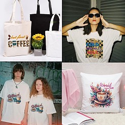 6個 6スタイル プラスチック熱転写フィルム ロゴステッカーセット  DIYTシャツ用  バッグ  帽子  ジャケット  花  192~230x141~230mm  1個/スタイル&nbsp;DIY-WH0230-107