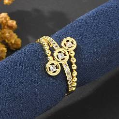 Латунные кольца из манжеты с прозрачным цирконием&nbsp;LS-RJEW-M029-02G