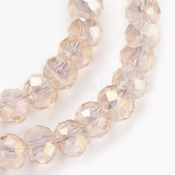 Стеклянные бусины с гальваническим покрытием  GLAA-K027-01AB