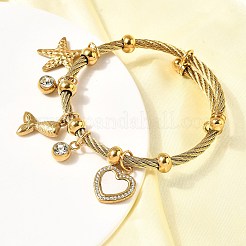 Браслеты с подвесками из нержавеющей стали 304 для женщин BJEW-Z141-01G