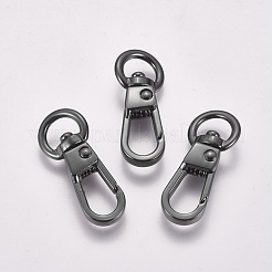 合金回転式ナスカン  スイベルスナップフック  ガンメタ色  32x13x6mm  穴：4.5x8mm&nbsp;PALLOY-WH0065-12B