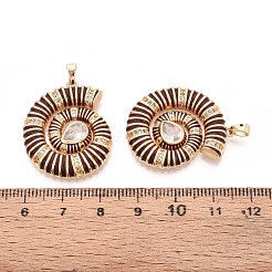 Кулоны с эмалью из латуни с прозрачным кубическим цирконием&nbsp;KK-T071-28G-01