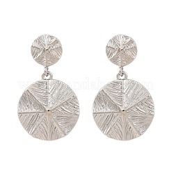 Плоские круглые серьги латунь болтающиеся EJEW-R025-25P