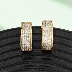 Серьги-гвоздики J-образной формы с микропаве из кубических цирконий из латуни EJEW-B153-13G
