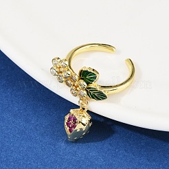 Манжеты из латуни с микро паве кубический цирконий для женщин RJEW-F182-08B-G