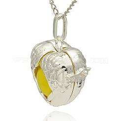 Colgantes de jaula de corazón hueco de latón plateado color plata&nbsp;KK-J241-08S