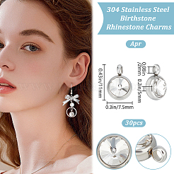 30 шт. подвески из нержавеющей стали 304 со стразами STAS-BBC0004-06