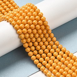 キュービックジルコニア模造パールビーズ連売り  ラウンド  ダークオレンジ  5mm  穴：0.8mm  約70~75個/連  13.66''~14.72''（34.7~37.4センチメートル）&nbsp;ZIRC-P109-03C-08
