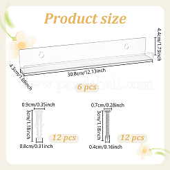 アクリル壁掛けCDディスプレイスタンドセット6個  長方形  透明  30.8x4.3x4.4cm&nbsp;ODIS-WH0099-251