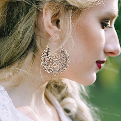 12 пара 12 стильных полых серег-колец из сплава в виде сердца EJEW-AN0003-37