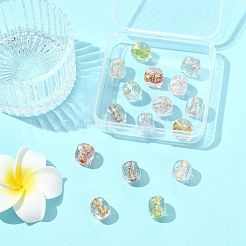 16 шт. 7-х цветные бусины ручной работы из фольги в технике лэмпворк FOIL-FS0001-03