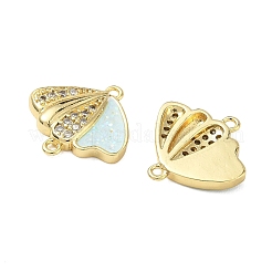 Звенья в форме ракушки из прозрачного кубического циркония с микропаве из латуни&nbsp;KK-L256-32G