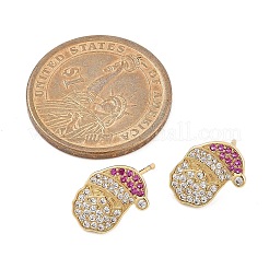 Рождественская стойка позолоченная латунь кубический цирконий серьги-гвоздики EJEW-K245-55B-G