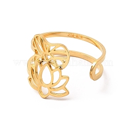 304ステンレススチールオープンカフリング  花  内径：18.6mm&nbsp;RJEW-Q808-03C-G