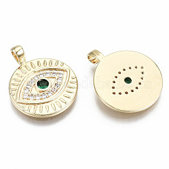 Кулоны из латуни с микропейвом и прозрачным зеленым кубическим цирконием KK-S356-221G-NF