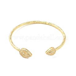 Прозрачный кубический цирконий каплевидный открытый браслет-манжета BJEW-G652-05G
