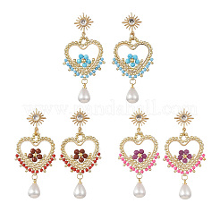 Boucles d'oreilles pendantes en pierres précieuses et en verre pour femmes&nbsp;EJEW-MZ00782