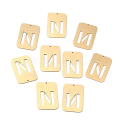 イオンプレーティング（IP）304ステンレスペンダント  アルファベットの長方形  中空  文字.n  32x22x1mm  穴：1.5mm&nbsp;STAS-K216-49N-G
