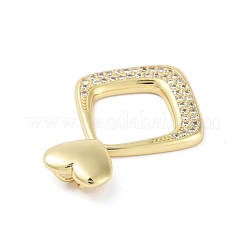 Placage de crémaillère en laiton micro pavé pendentifs en zircone cubique claire&nbsp;KK-H474-19G-09