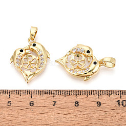 Латунные микро-паве прозрачные кубические цирконии европейские подвески-шармы&nbsp;KK-N276-13G