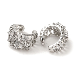 Стойкие латунные серьги-манжеты с прозрачным кубическим цирконием и полым круассаном EJEW-P280-17P