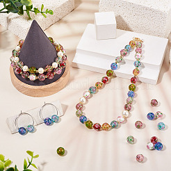 1 нить бусины ручной работы из песочного золота в технике лэмпворк&nbsp;LAMP-TA0002-09D