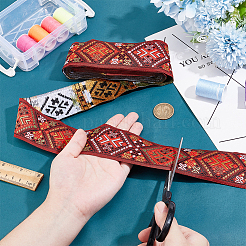 4.8~5 ярд полиэстеровая жаккардовая широкая лента в этническом стиле с узором «слон/крест/ромб» OCOR-PH0004-35A