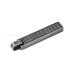 304ステンレスペンダント  ローマ数字チャーム付き長方形  アンティークシルバー  39.5x8x4.5mm  穴：7.5mm&nbsp;STAS-Z097-21AS