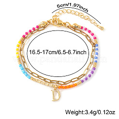 Braccialetti a doppio strato con ciondolo a forma di lettera in acciaio inossidabile 304&nbsp;VG5038-4