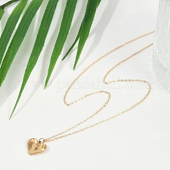 Ионное покрытие (ip) 304 нержавеющая сталь текстурированное сердце кулон кабель цепь ожерелья для женщин NJEW-P320-08G