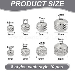 80 шт. 8 стиля бусины из нержавеющей стали 304 STAS-AR0002-04