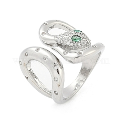 Кольца-манжеты из латуни с микропаве из прозрачного кубического циркония для женщин и мужчин RJEW-Z080-03P