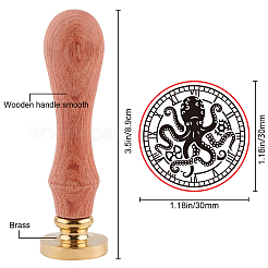 Латунная восковая печать штамп с ручкой AJEW-WH0184-0555