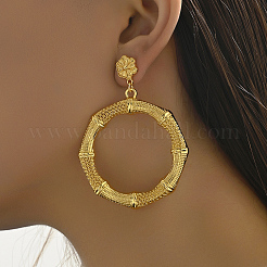 Серьги-гвоздики из сплава с круглыми полыми кольцами NI4876