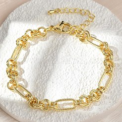 Латунные цепи фигаро браслеты для женщин мужчин BJEW-K273-14G