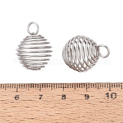 304ステンレススチール製ランタンペンダント  スパイラルビーズケージペンダント  ステンレス鋼色  20~22x16~17mm  穴：4.2~4.5mm&nbsp;STAS-Q238-035B