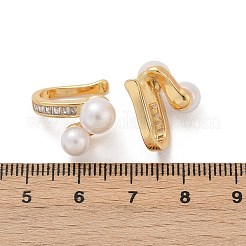 Круглые латунные серьги-каффы с микропаве из прозрачных кубических цирконий EJEW-Z111-04G-03