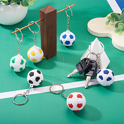 6шт 6 цвета пластиковый брелок-подвеска в виде футбольного мяча&nbsp;KEYC-TA0001-60